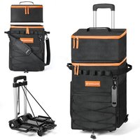 Odoland Cooler Box on Wheels, Leakproof Insulated Soft Rolling Cooler Bag with Stable All Terrain Cart and Handle Collapsible for Camping Beach Fishin