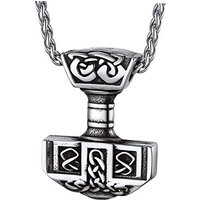 PROSTEEL Necklaces for Men, Viking Mjolnir Hammer Nordic Amulet Norse Stainless Steel Pendant Jewellery with Gift Box 2-stainless