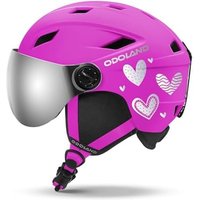Odoland Kids Ski Helmet with Visor Goggles for Boys Girls, Adjustable Toddler Snowboard Helmet with Magnetic Buckle Strap for Children Ages 3-12 for S