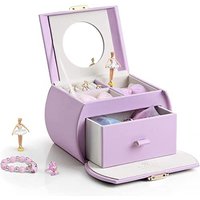 Vlando Musical Jewellery Box with Spinning Ballerina, Lockable Jewelry Case with Unicorn Sticker for Children Bracelet, Ring, Necklace, Easter Present