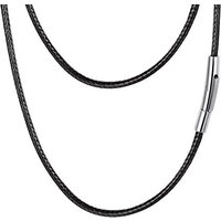PROSTEEL Mens Leather Necklace Cord, 2mm Width Black Braided Rope Chain with Stainless Steel Clasp, Waxed Waterproof 16"-30" Length (with Gift Box) 46