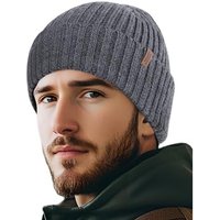 Outdoor Shaping Merino Wool Beanie for Men & Women, Unisex Daily Cuffed Plain Knit Hat, Soft Warm Winter Hat One Size Dark Gray
