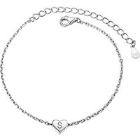 PROSILVER Women Sterling Silver Heart Initial Bracelet, Adjustable Personalised Name with S925 Stamp, Letter A to Z Alphabet Bracelet Jewelry Gift for