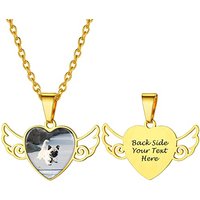 PROSTEEL Women Personalized Heart Locket Necklace, Custom Photo Name Pendant, Inspirational Gifts, Silver Color/Gold Plated-Send Gift Box Angel Wing-g