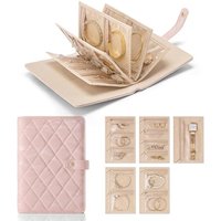 Vlando Jewellery Organiser, Foldable Earring Storage Organiser, Travel Jewellery Case with 5pcs Velvet Jewellery Pouches Bag for Necklace, Earring, Br