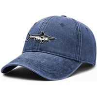 Outdoor Shaping Fish Embroidery Vintage Style, Dad Hat Soft Washed Cotton Adjustable, Baseball Cap Unstructured Casual, Unisex Classic Cap Comfortable