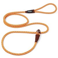 Fida Slip Rope Dog Lead | 1.8m, One-Size-Fits-All, Slip-On Rope Leash. Weather Resistant with Reflective Stitching (Orange)