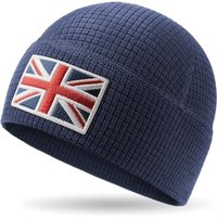 Union Jack Waffle Thermal Beanie â Recycled Polyester, Double-Layer Hem, Soft Warm Lightweight UK Flag Hat for Men & Women, Outdoor, Hiking, Running