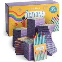 THE TWIDDLERS 50 Boxes of Wax Crayons for Kids, 8 Per Box, 400 Total - Mixed Coloured, Perfect Mini Crayon Packs for Party Bag Fillers, School Classro