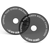 MHW-3BOMBER 58.5mm Espresso Puck Screen 2Pcs, 0.2mm Ultra-Thin Espresso Puck with Round Hole, 58.5mm Reusable Titanium Coating Metal Coffee Filter Com