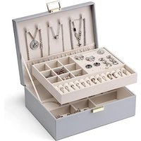 Vlando Jewellery Box, 2-Layer Jewellery Storage with Removable Tray,Travel Jewellery Case for Necklace,Bracelets, Earring Storage Organiser,Gift Idea.