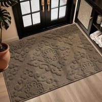 COSY HOMEER 80x120 cm Nonslip Indoor Doormat, Absorbent Dirt Trapper Floor Mat for Front Back Door Entrance, Low Profile Door Entrance Welcome Rug, Br