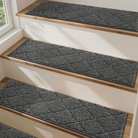 COSY HOMEER Full Edge Wrapping Stair Treads,70x22 CM Non-Slip Carpet Mat for Indoor Stairs, Single Color Polyester Stair Tread Runners Pads for Wooden