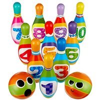 The Twiddlers - 10 Soft Foam Bowling Set for Kids with 2 Balls - Educational and Fun Skittles Game for Toddlers and Children - Toddler Skittles Game