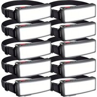 LETOUR 10 Pices LED Head Torch, Rechargeable COB Head Torch Super Bright Headlamps 1000Lumen Lightweight Waterproof Headlight 3 Modes Work Light, 1200
