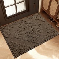 COSY HOMEER 60 x 90 cm Nonslip Indoor Doormat with Baroque Relief Patterns, Washable Door Mat Inside Dirt Trapper Welcome Mat for Front Back Door Entr