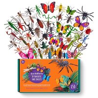 THE TWIDDLERS 50 Plastic Bugs and Insect Toys for Kids - Minibeast Fake Figures with Butterflies and Spiders for Party Bag Fillers and Educational Bug
