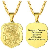 PROSTEEL Mens Angel Saint Michael Pendant St.Michael Necklace, 316L Stainless Steel/Gold Plated (Send Gift Box, Velvet Pouch) Customize-gold Plated