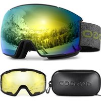 Odoland OTG Ski Goggles Set with Detachable Lens, Interchangeable Lens, Anti-Fog 400 UV Protection Snow Goggles for Men and Women, Helmet Compatible V