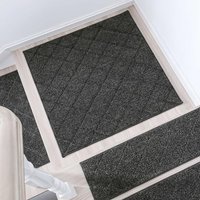 COSY HOMEER 76 x 76cm Staircase Corner Mats for Indoor Stairs, Washable 100% Polyester Carpet Staircase Mat for Kids Elders Dogs with TPE Backing, 1pc