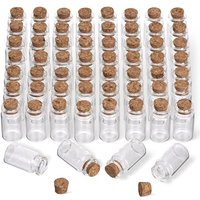 THE TWIDDLERS 120 Mini Glass Bottles, Small Spice Jars, Crafts, Wedding Favors, Shot Bottles with Cork Lids, Premium Glass 4cm