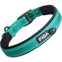 Fida Padded Dog Collar, Metal Belt Buckle Dog Collar with Double-Layer Webbing, Heavy Duty Dog Collar for Small Dogs, Teal Small (28cm-37cm) Teal