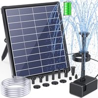 POPOSOAP 6.5W Solar Fountain Pump for Bird Bath Built-in 3000mAh Battery Backup, DIY Solar Water Fountain with Double-Layer Nozzles & Dry-Run Protecti