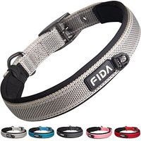 Fida Padded Collar with Metal Buckle, Double-Layer Webbing, Heavy Duty for Small Dogs, Grey