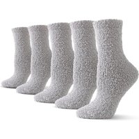 TOCONFFON Cosy Warm Fuzzy Fluffy Socks Womens Winter Thermal Ladies Slipper Bed Socks 4-8 for Gifts 4-8 Grey 5 Pairs