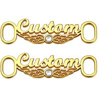 PROSTEEL 2 Pcs Personalize Name Shoe Buckle for Men/Women, Custom Shoe Decoration Charms, Monogram Initial/Nameplate Shoe ID Tags, Stainless Steel/Gol