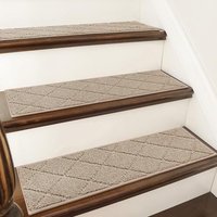 COSY HOMEER 15 Pack Full Edge Wrapping Stair Carpet Treads,70x22 CM Non-Slip Stair Tread Runners for Indoor Wooden Steps Stairs Soft Polyester, Easy C