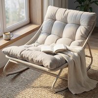 Grand patio Outdoor Rocking Chair with Cushion, Rocking Lounger Weatherproof Metal Relaxing Chair for Garden, Living Room, Yard, Patio and Balcony, Ma