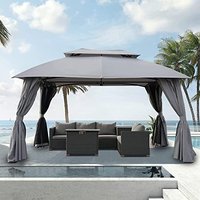 Grand patio Garden Gazebo 4Ã3M Event Shelter with Side Netting Sun Shade Heavy Duty Outdoor Canopy for BBQ Event Party - Gray