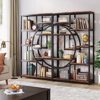 Tribesigns Bookcase Industrial 5 Tier Tiered Bookcase Freestanding Tall Bookshelves Display Shelf Storage Organizer with 9 Open Shelves for Living Roo
