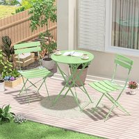 RELAX FIELD Folding Bistro Table and Chairs Set of 2, Balcony Furniture, Outdoor Garden Bistro Set for 2, Small Garden Furniture Set 3 Piece, Light Gr
