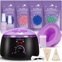 Waxing Kit -Digital Warmer Machine for Hair Removal with 4 Packs of Hard Beads & Silicone Wax Pot for Full Body, Legs, Face, Eyebrows, Bikini, Brazili