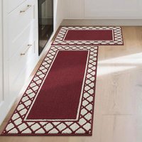 COSY HOMEER Absorbent Kitchen Runner Rug Mats 2 Pieces, 50x76cm+50x122cm, Extra Nonslip TPR Backed Carpet Rugs for Kitchen, Soft Standing & Machine Wa