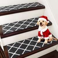 COSY HOMEER 4 Pack Nonslip Stair Treads, 22 x 70cm Self-Adhesive Washable Carpet Stair Runners, Polyester Soft Carpet Tread Pads for Indoor Staircases