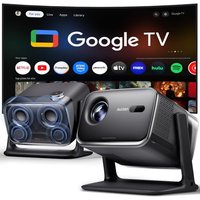 Aurzen BOOM mini Google TV Smart Projector with WiFi and Bluetooth, 4K Supported Outdoor & Home Movie Projector with 20W Speakers DoIby Audio, Real-Ti