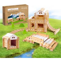 Jovi-mindly Building Blocks Set Wooden Blocks Toys (96 pcs) with Storage Bag, Educational Classic Wooden Blocks for Toddlers Ages 3+ Boys and Girls Ag