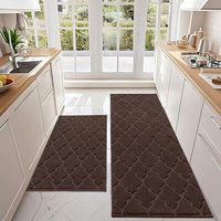COSY HOMMER 2 Pack Nonslip Kitchen Rug Set, 100% Polyester Absorbent Soft Kitchen Floor Mats Carpet Rug Mat Runners,Machine Washable & Anti-skid TPR B