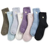 TOCONFFON Cosy Warm Fuzzy Fluffy Socks Womens Winter Thermal Ladies Slipper Bed Socks 4-8 for Gifts 4-8 Love Embroidery 8 Pairs