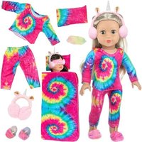 ZITA ELEMENT American 18 inch Girl Doll Accessories Doll Sleeping Bag Set-Matching Eye Masks & Pillow ect -Doll Accessories for Kids for Children(Doll