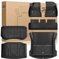 3W Floor Mats, All-Weather TPE, Custom Fit for Tesla Model 3 2021-2023, Black, Full Set Floor Mats Only