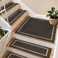 COSY HOMEER 76 x 76cm Square Staircase Corner Stair Treads Mats for Indoor Staircases, Washable 100% Polyester Carpet Staircase Mat for Kids Elders Do