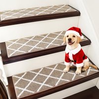 COSY HOMEER 15 Pack Nonslip Stair Carpet Treads, 22 x 70cm Polyester Medium Pile Carpet Stair Treads with TPE Backing, Super Grip Self-Adhesive Stair