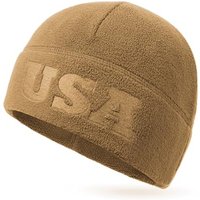 Tactical Fleece Watch Cap, USA Multi-Season Army Military Fleece Beanie, Winter Warm One Size Coyote Brown