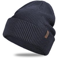 Outdoor Shaping Soft Merino Wool Blend Knit Cuffed Beanie for Men Women Winter Warm Ski Skull Caps Navy