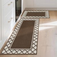 COSY HOMEER Absorbent Kitchen Runner Rug Mats 2 Pieces, 50x76cm+50x122cm, Extra Nonslip TPR Backed Carpet Rugs for Kitchen, Soft Standing & Machine Wa