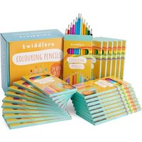 THE TWIDDLERS 24 Boxes of Colouring Pencils, 12 Per Box, 288 Total - 18cm Full Length Multipack Drawing Set, Bulk Classroom Party Bag Fillers, Art Ske